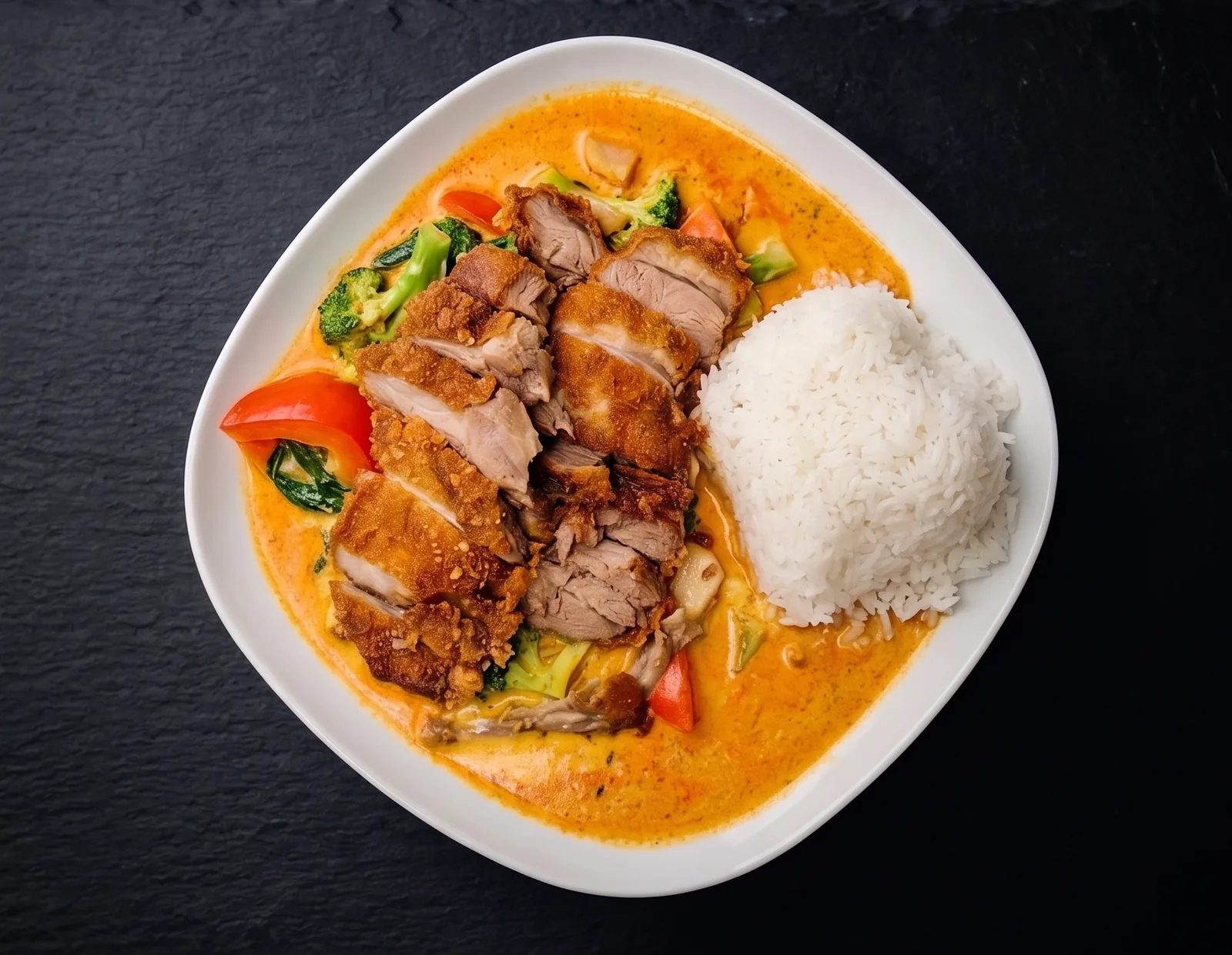 Knuspriges Entencurry mit Jasminreis im Saigon Bistro